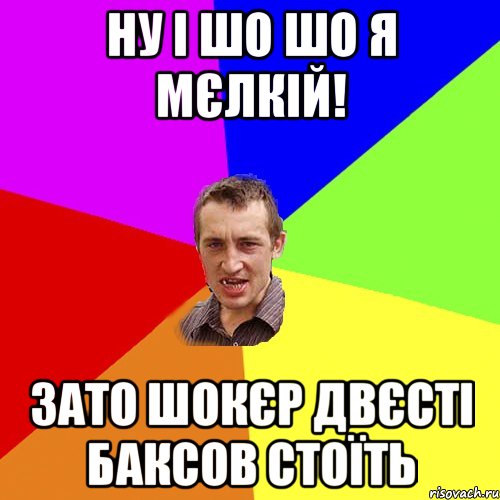 ну і шо шо я мєлкій! зато шокєр двєсті баксов стоїть, Мем Чоткий паца