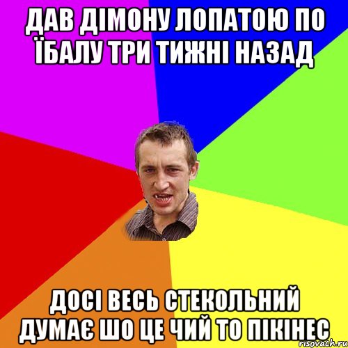 дав дімону лопатою по їбалу три тижні назад досі весь стекольний думає шо це чий то пікінес, Мем Чоткий паца