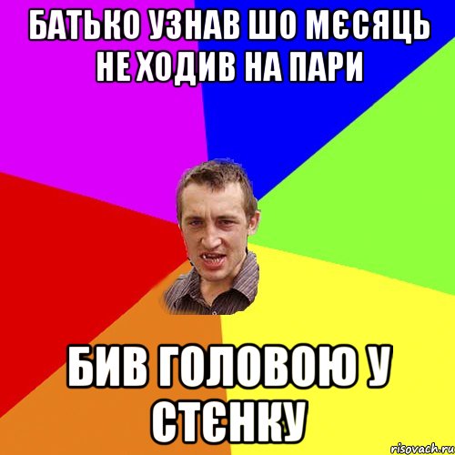 батько узнав шо мєсяць не ходив на пари бив головою у стєнку, Мем Чоткий паца