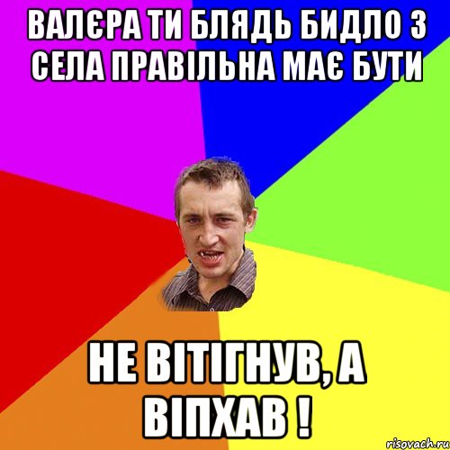 валєра ти блядь бидло з села правільна має бути не вітігнув, а віпхав !, Мем Чоткий паца