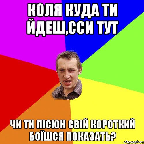 коля куда ти йдеш,сси тут чи ти пісюн свій короткий боїшся показать?, Мем Чоткий паца