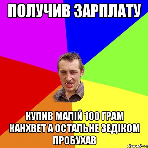 получив зарплату купив малій 100 грам канхвет а остальне зедіком пробухав, Мем Чоткий паца