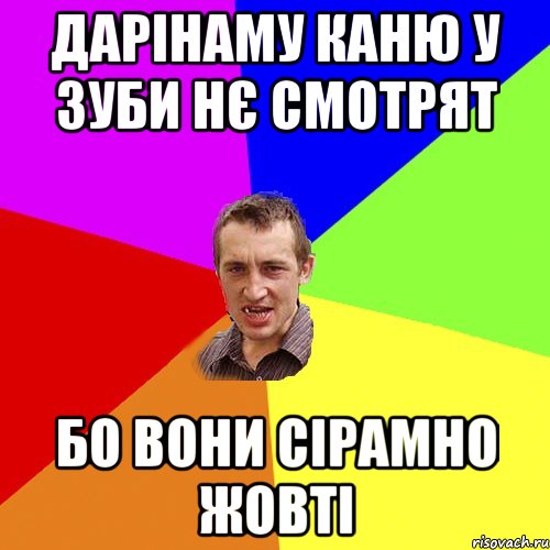 дарінаму каню у зуби нє смотрят бо вони сірамно жовті, Мем Чоткий паца