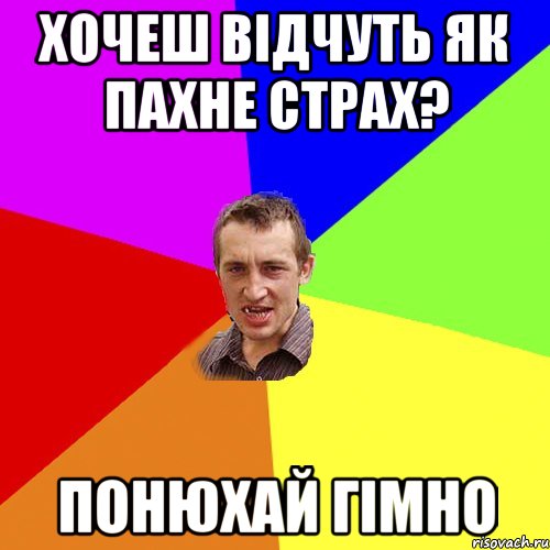 хочеш відчуть як пахне страх? понюхай гімно, Мем Чоткий паца