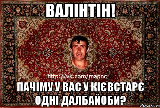 валінтін! пачіму у вас у кієвстарє одні далбайоби?, Мем Парнь на сел