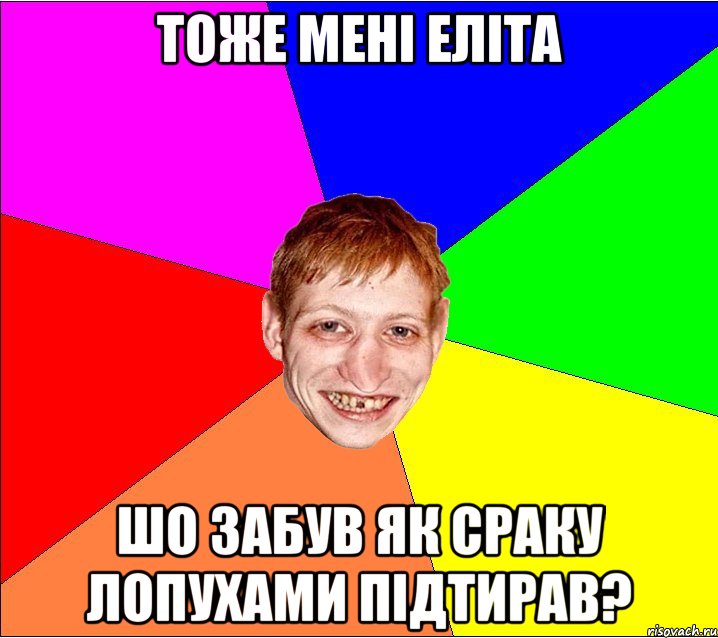 тоже мені еліта шо забув як сраку лопухами підтирав?, Мем Петро Бампер