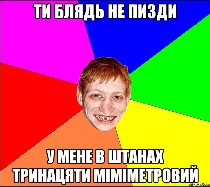 ти блядь не пизди у мене в штанах тринацяти міміметровий, Мем Петро Бампер