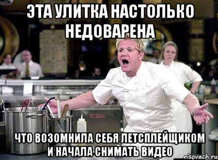 эта улитка настолько недоварена что возомнила себя летсплейщиком и начала снимать видео, Мем ПОВАР