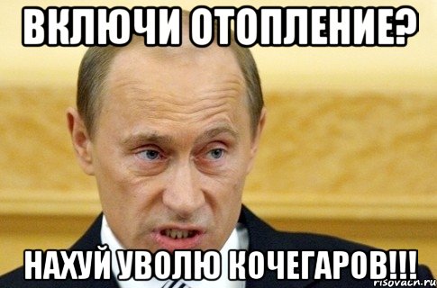 включи отопление? нахуй уволю кочегаров!!!, Мем путин