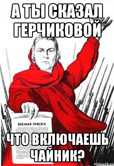 а ты сказал герчиковой что включаешь чайник?, Мем Родина Мать