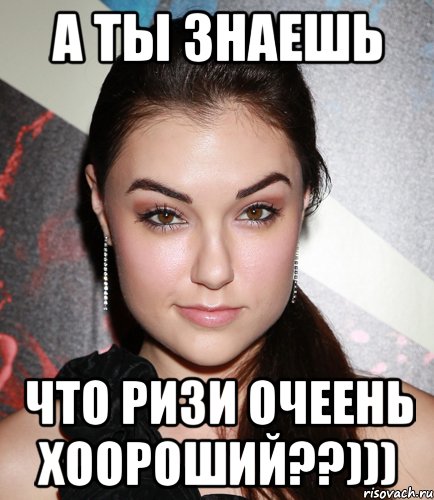 а ты знаешь что ризи очеень хоороший??))), Мем  Саша Грей улыбается