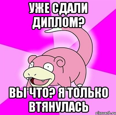 уже сдали диплом? вы что? я только втянулась, Мем слоупок