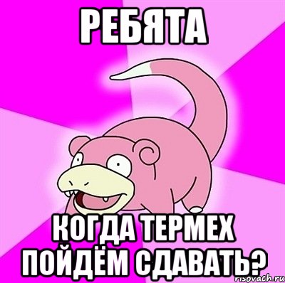ребята когда термех пойдём сдавать?, Мем слоупок