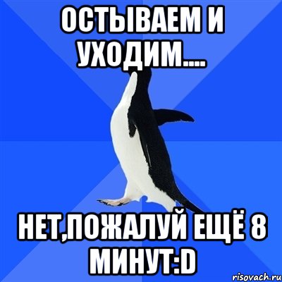 остываем и уходим.... нет,пожалуй ещё 8 минут:d, Мем  Социально-неуклюжий пингвин