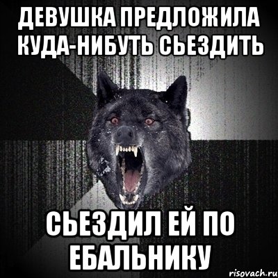 девушка предложила куда-нибуть сьездить сьездил ей по ебальнику, Мем Сумасшедший волк