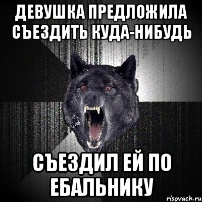 девушка предложила съездить куда-нибудь съездил ей по ебальнику, Мем Сумасшедший волк