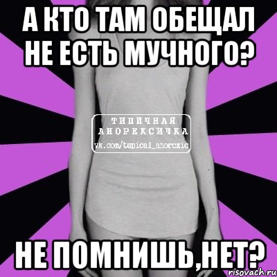 а кто там обещал не есть мучного? не помнишь,нет?, Мем Типичная анорексичка