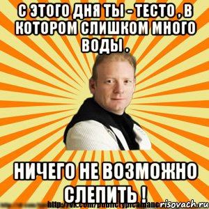 с этого дня ты - тесто , в котором слишком много воды . ничего не возможно слепить !