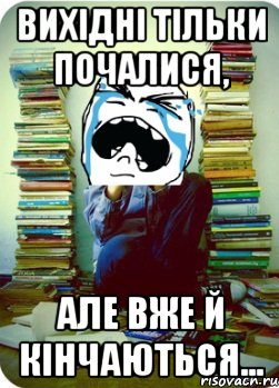 вихідні тільки почалися, але вже й кінчаються..., Мем Типовий десятикласник