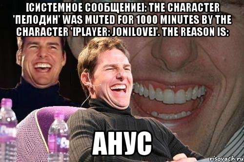 [системное сообщение]: the character 'пелодин' was muted for 1000 minutes by the character '[player: jonilove]'. the reason is: анус, Мем том круз
