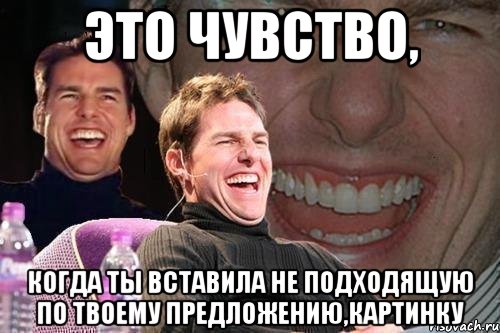 это чувство, когда ты вставила не подходящую по твоему предложению,картинку, Мем том круз