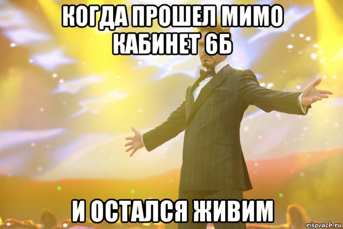 когда прошел мимо кабинет 6б и остался живим, Мем Тони Старк (Роберт Дауни младший)