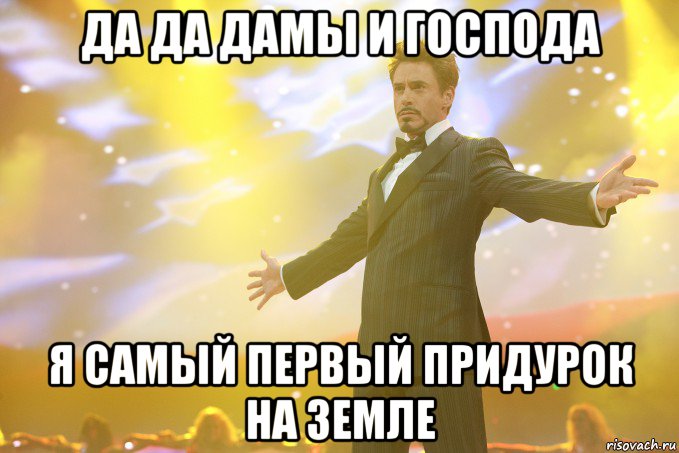да да дамы и господа я самый первый придурок на земле, Мем Тони Старк (Роберт Дауни младший)