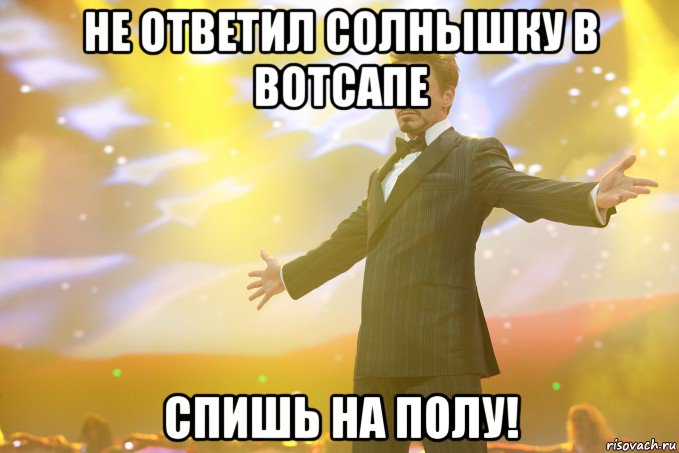 не ответил солнышку в вотсапе спишь на полу!, Мем Тони Старк (Роберт Дауни младший)