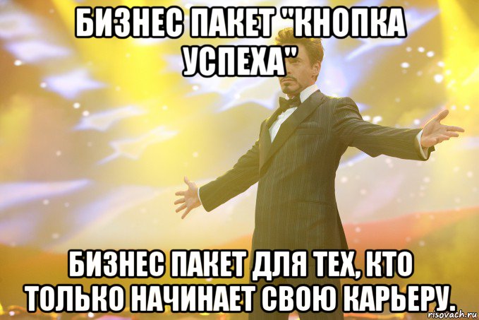 бизнес пакет "кнопка успеха" бизнес пакет для тех, кто только начинает свою карьеру., Мем Тони Старк (Роберт Дауни младший)