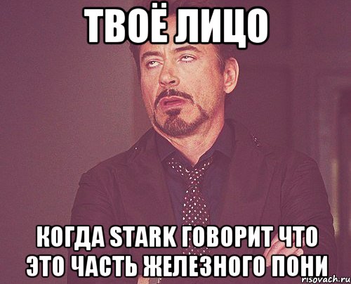 твоё лицо когда stark говорит что это часть железного пони, Мем твое выражение лица