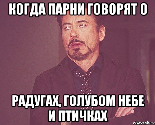 когда парни говорят о радугах, голубом небе и птичках, Мем твое выражение лица