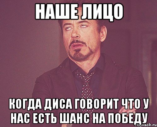 наше лицо когда диса говорит что у нас есть шанс на победу, Мем твое выражение лица