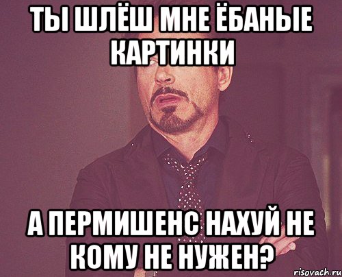 ты шлёш мне ёбаные картинки а пермишенс нахуй не кому не нужен?, Мем твое выражение лица