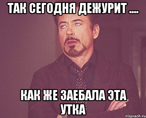 так сегодня дежурит .... как же заебала эта утка, Мем твое выражение лица