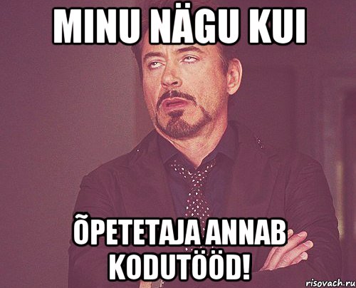 minu nägu kui õpetetaja annab kodutööd!, Мем твое выражение лица