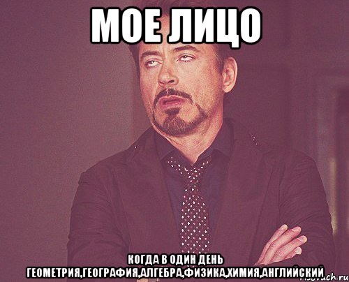мое лицо когда в один день геометрия,география,алгебра,физика,химия,английский, Мем твое выражение лица