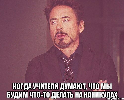  когда учителя думают, что мы будим что-то делать на каникулах, Мем твое выражение лица