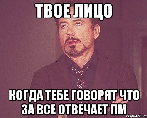 твое лицо когда тебе говорят что за все отвечает пм, Мем твое выражение лица