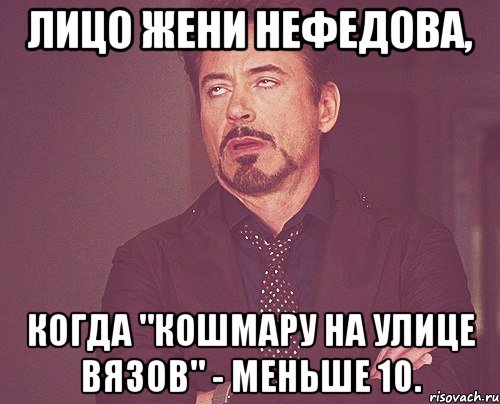 лицо жени нефедова, когда "кошмару на улице вязов" - меньше 10., Мем твое выражение лица