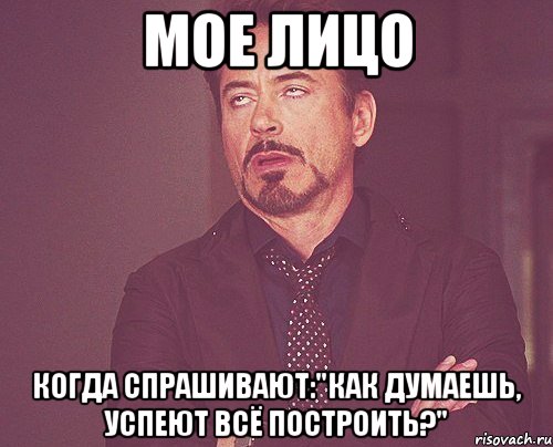 мое лицо когда спрашивают:"как думаешь, успеют всё построить?", Мем твое выражение лица