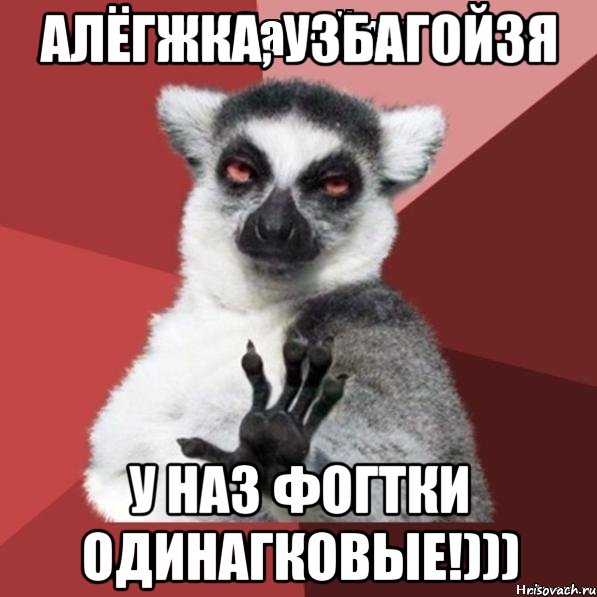 алёгжка, узбагойзя у наз фогтки одинагковые!))), Мем Узбагойзя