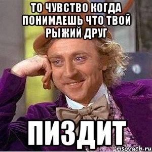 то чувство когда понимаешь что твой рыжий друг пиздит, Мем Ну давай расскажи (Вилли Вонка)