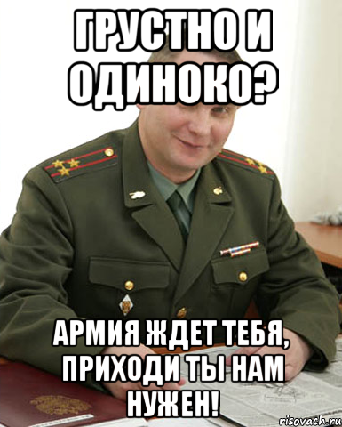 грустно и одиноко? армия ждет тебя, приходи ты нам нужен!, Мем Военком (полковник)