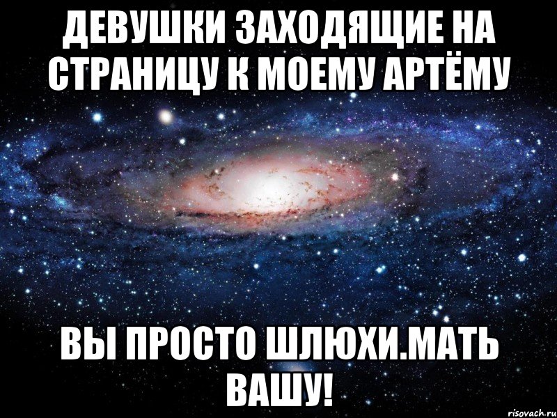 девушки заходящие на страницу к моему артёму вы просто шлюхи.мать вашу!, Мем Вселенная