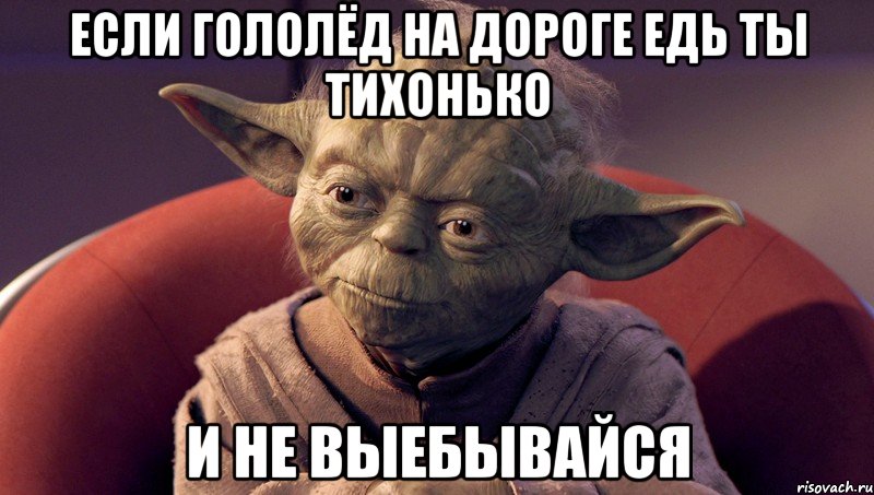 если гололёд на дороге едь ты тихонько и не выебывайся, Мем йода