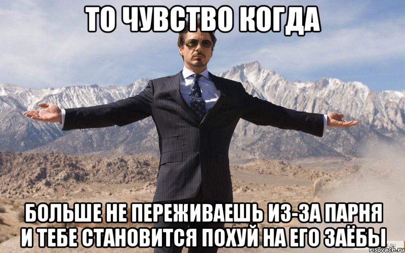 то чувство когда больше не переживаешь из-за парня и тебе становится похуй на его заёбы, Мем железный человек