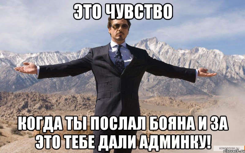 это чувство когда ты послал бояна и за это тебе дали админку!, Мем железный человек