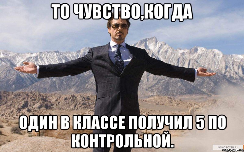 то чувство,когда один в классе получил 5 по контрольной., Мем железный человек