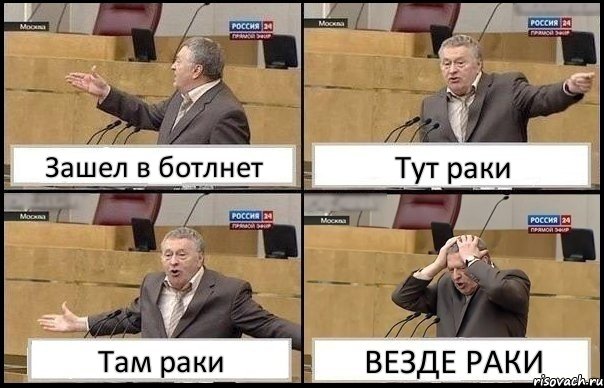 Зашел в ботлнет Тут раки Там раки ВЕЗДЕ РАКИ, Комикс Жирик в шоке хватается за голову