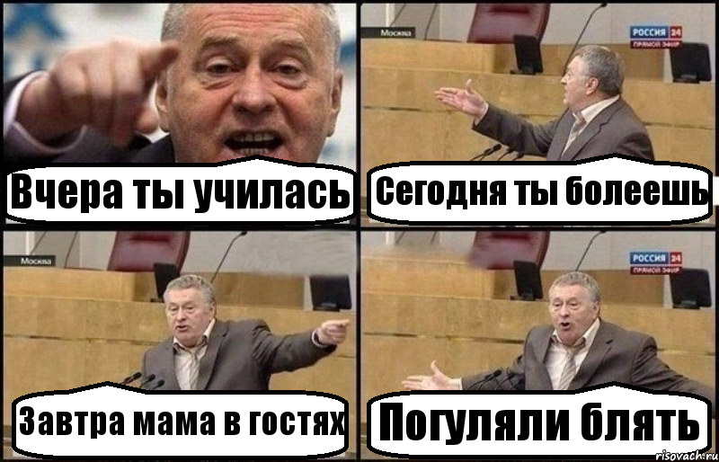 Вчера ты училась Сегодня ты болеешь Завтра мама в гостях Погуляли блять, Комикс Жириновский